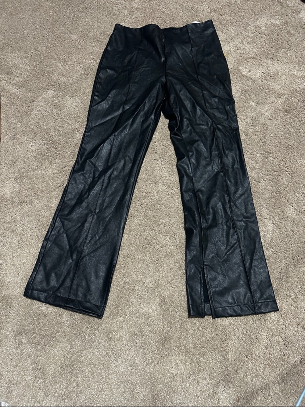Stradivarius Faux Leather Straight-Leg Pants